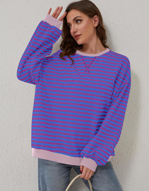 Load image into Gallery viewer, Lovelet Contrast Striped Long Sleeve Sweatshirt
