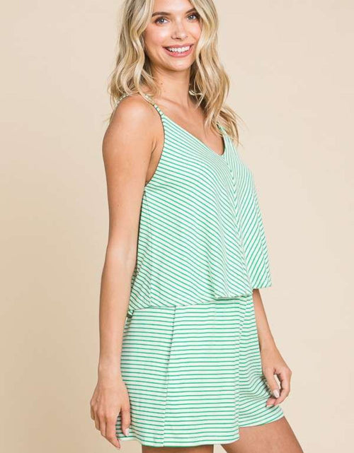Load image into Gallery viewer, Culture Code Full Size Double Flare Striped Romper
