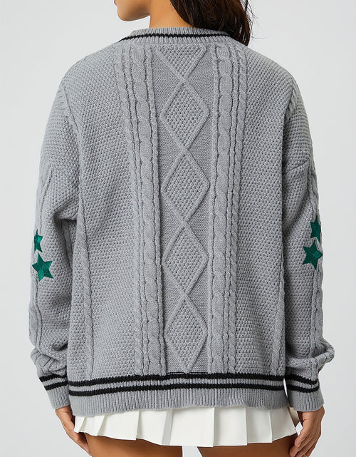 Load image into Gallery viewer, Star Embroidered V-Neck Long Sleeve Cardigan

