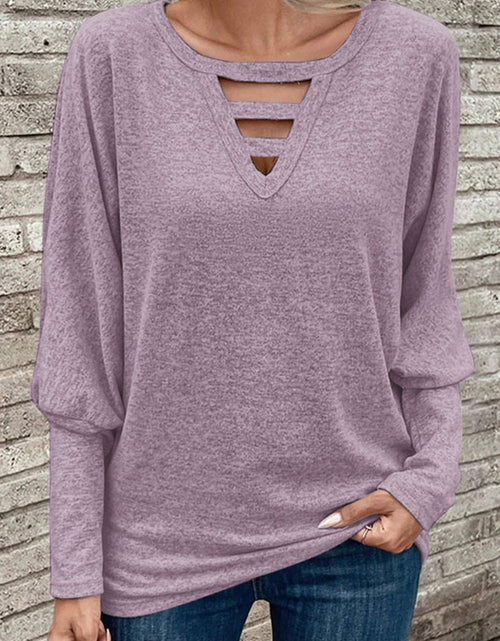 Load image into Gallery viewer, Cutout Round Neck Long Sleeve T-Shirt
