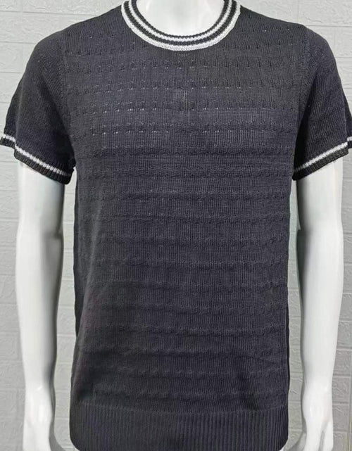 Load image into Gallery viewer, Men's Plus Size Texture Round Neck Contrast Trim T-Shirt

