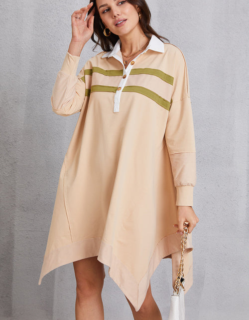 Load image into Gallery viewer, Half Button Handkerchief Hem Dress
