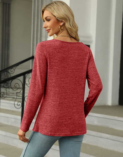 Load image into Gallery viewer, Square Neck Long Sleeve Slit T-Shirt
