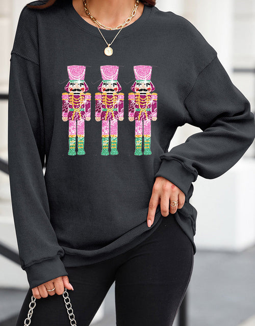 Load image into Gallery viewer, Sequin Nutcracker Round Neck Long Sleeve Sweatshirt
