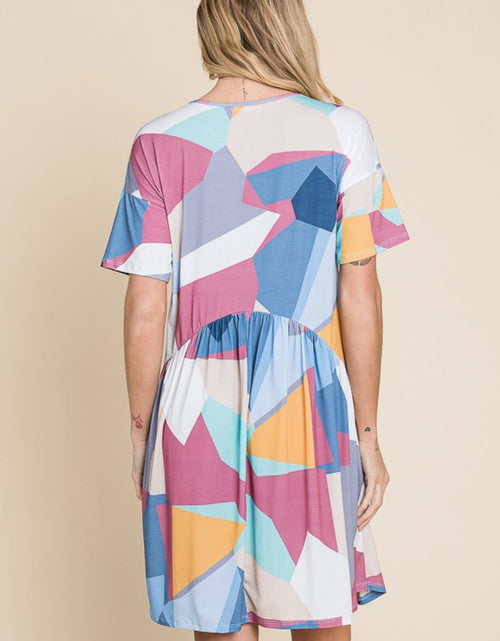 Load image into Gallery viewer, BOMBOM Ruched Color Block Short Sleeve Dress
