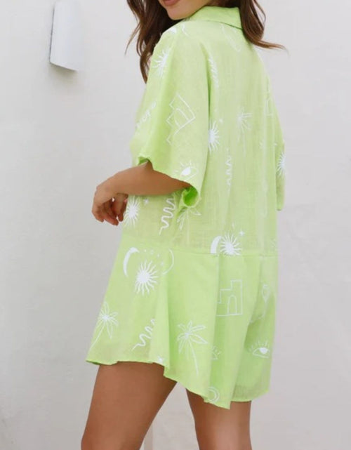 Load image into Gallery viewer, Printed Collared Neck Half Sleeve Romper
