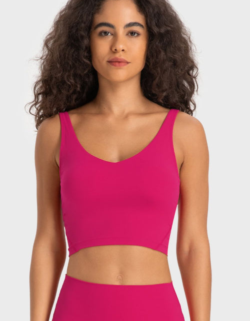 Load image into Gallery viewer, Millennia Deep V-Neck Crop Sports Bra
