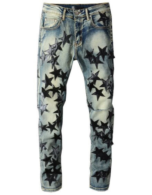 Load image into Gallery viewer, Men's Washed Star Slim Jeans

