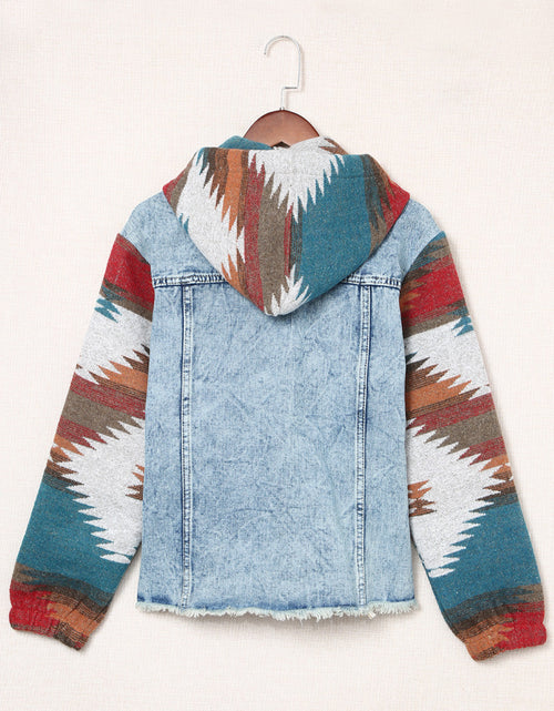 Load image into Gallery viewer, Drawstring Hooded Pocketed Denim Jacket
