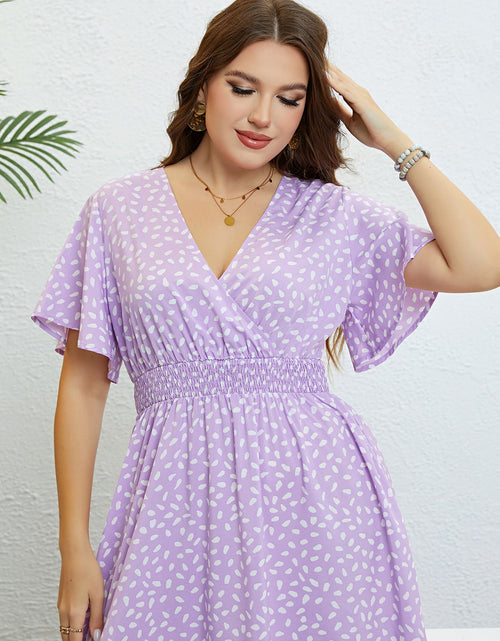 Load image into Gallery viewer, Honey Plus Size Printed Smocked Waist Surplice Dress
