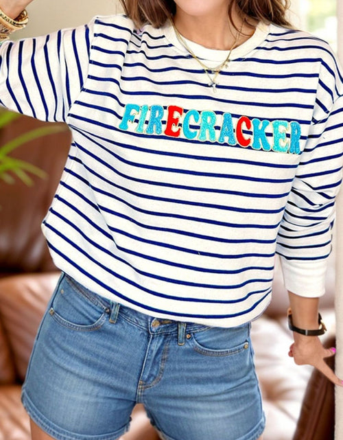 Load image into Gallery viewer, FIRECRACKER Striped Long Sleeve Sweatshirt
