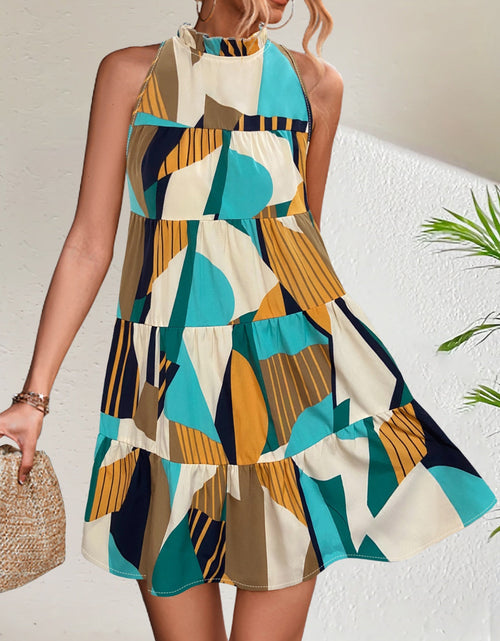 Load image into Gallery viewer, Printed Mock Neck Mini Dress
