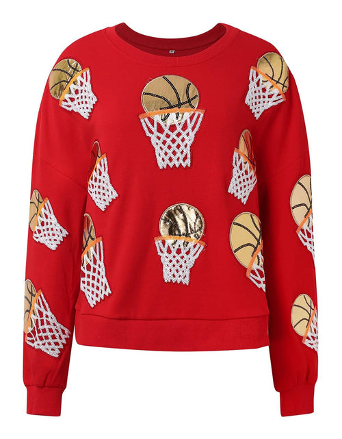 Load image into Gallery viewer, Basketball Round Neck Long Sleeve Sweatshirt
