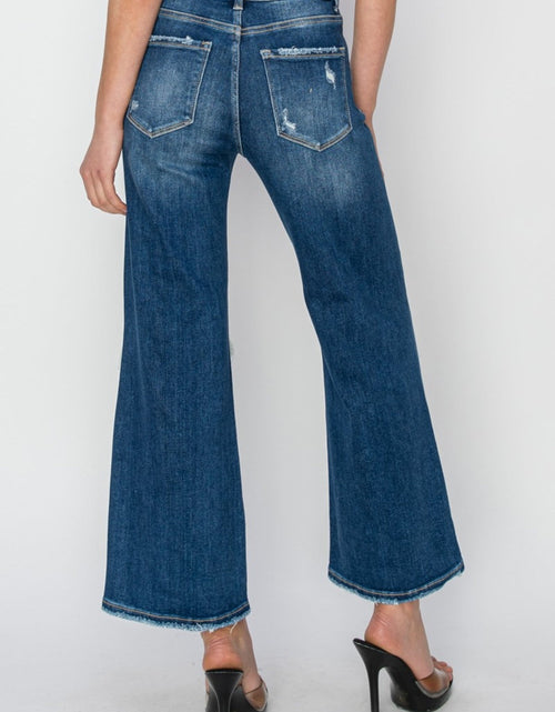 Load image into Gallery viewer, Risen Full Size High Rise Patch Detailed Wide Leg Crop Jeans
