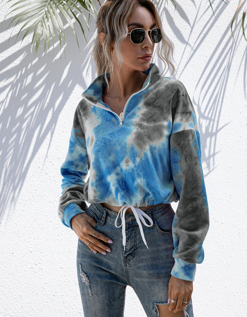 Load image into Gallery viewer, Ivy Lane Tie-Dye Quarter Zip Dropped Shoulder Sweatshirt
