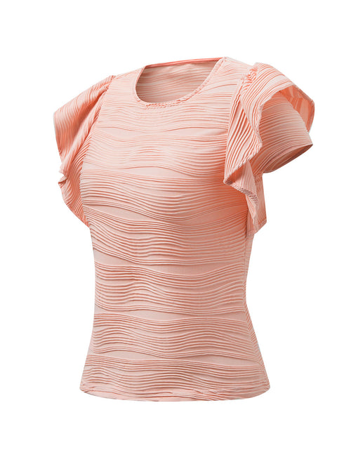 Load image into Gallery viewer, Textured Round Neck Cap Sleeve Top
