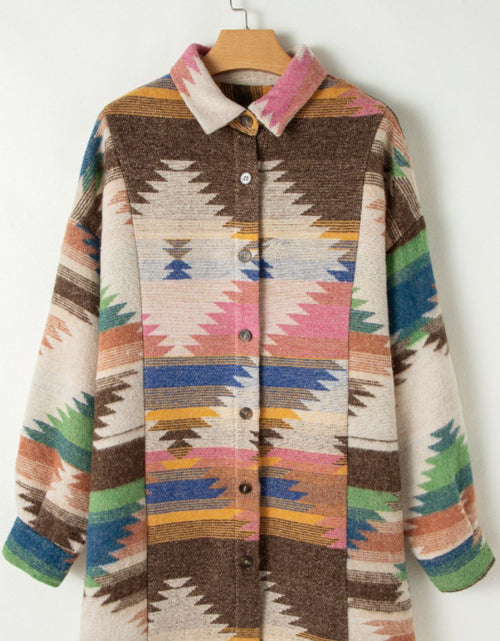 Load image into Gallery viewer, Geometric Button Up Long Sleeve Jacket
