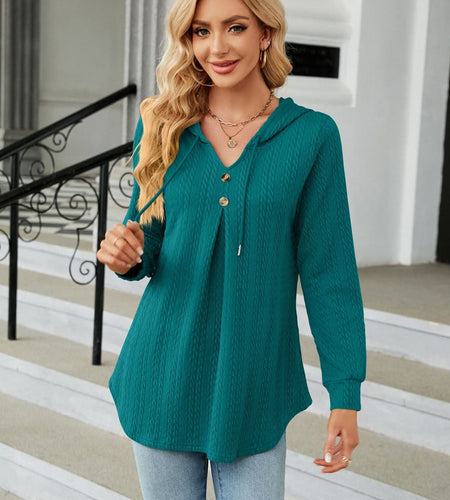 Long Sleeve Hooded Blouse