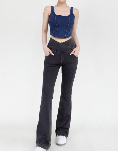 Load image into Gallery viewer, Wide Waistband Bootcut Jeans with Pockets
