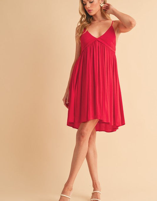 Load image into Gallery viewer, Aemi + Co Ruched Plunge Mini Cami Dress

