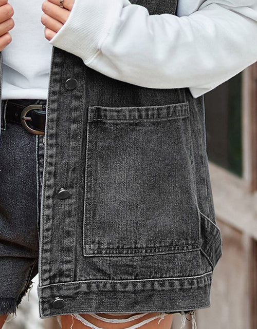 Load image into Gallery viewer, Button Up Sleeveless Denim Jacket with Pockets
