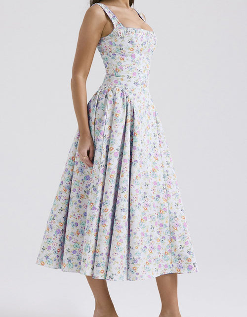 Load image into Gallery viewer, Floral Square Neck Wide Strap Midi Dress
