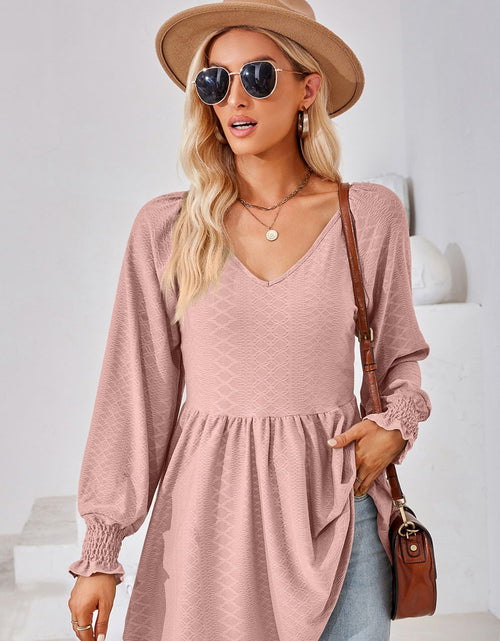 Load image into Gallery viewer, V-Neck Lantern Sleeve Blouse
