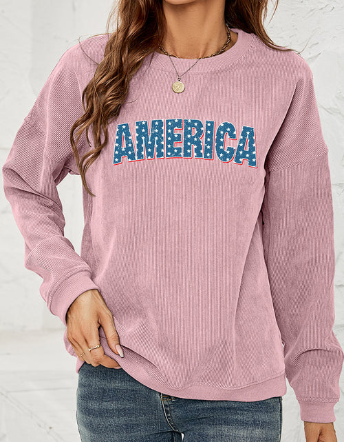 Load image into Gallery viewer, AMERICA Graphic Dropped Shoulder Sweatshirt
