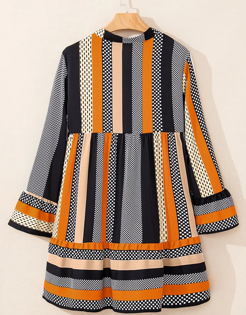 Load image into Gallery viewer, Printed Notched Long Sleeve Mini Dress
