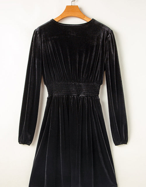 Load image into Gallery viewer, Surplice Long Sleeve Velvet Dress
