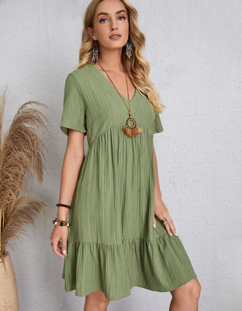 Load image into Gallery viewer, Full Size V-Neck Short Sleeve Dress
