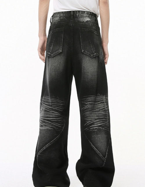 Load image into Gallery viewer, Washed Cat Whisker Straight Leg Jeans
