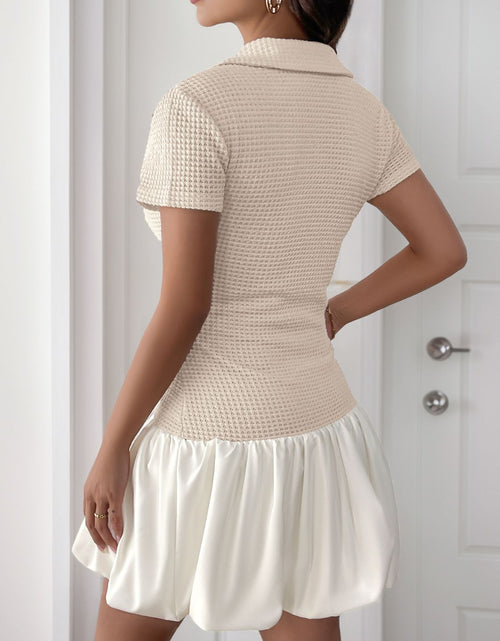Load image into Gallery viewer, Perfee Johnny Collar Short Sleeve Mini Dress
