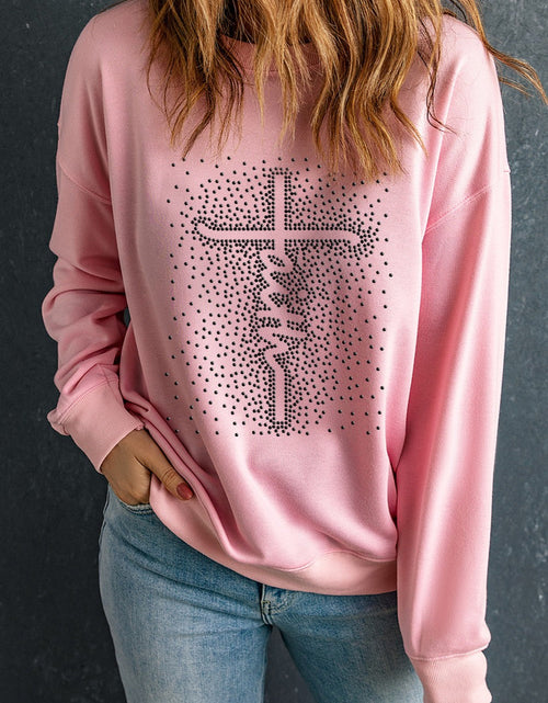 Load image into Gallery viewer, Graphic Round Neck Long Sleeve Sweatshirt
