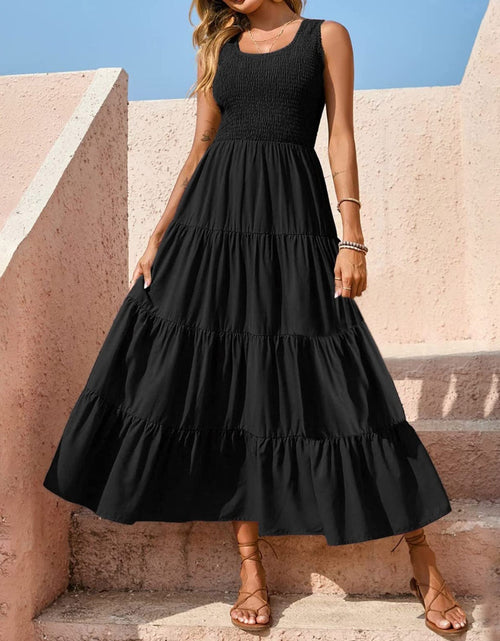 Load image into Gallery viewer, Tiered Smocked Wide Strap Dress
