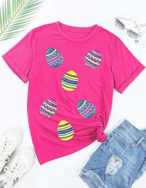 Load image into Gallery viewer, Sequin Easter Egg Short Sleeve T-Shirt
