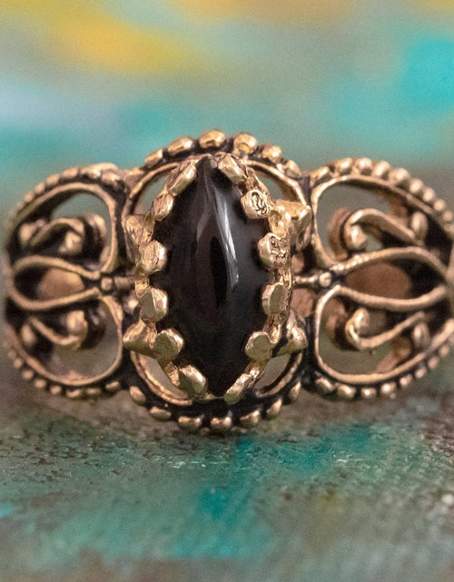 Load image into Gallery viewer, Vintage Ring Genuine Opal Cocktail Ring Antiqued 18kt Yellow Gold Electroplated Made in the USA by PVD Vintage Jewelry
