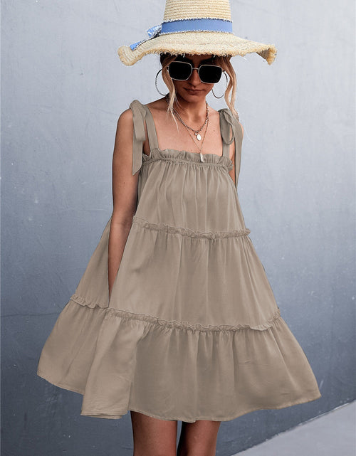 Load image into Gallery viewer, Frill Tiered Tie Shoulder Mini Cami Dress
