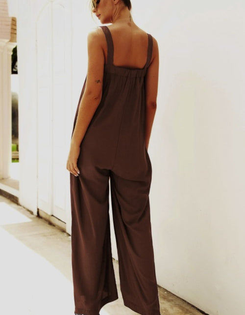 Load image into Gallery viewer, Wide Strap Wide Leg Jumpsuit
