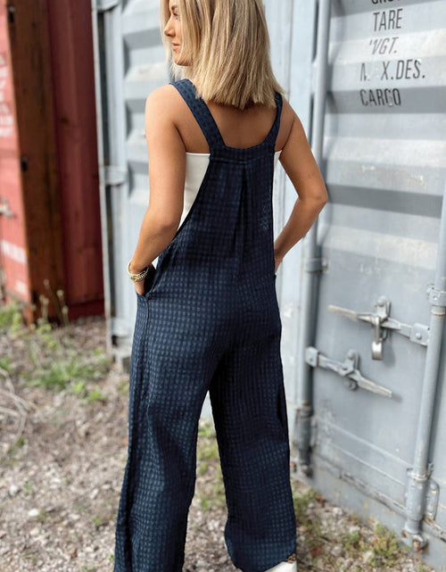 Load image into Gallery viewer, Plaid Wide Strap Wide Leg Overalls
