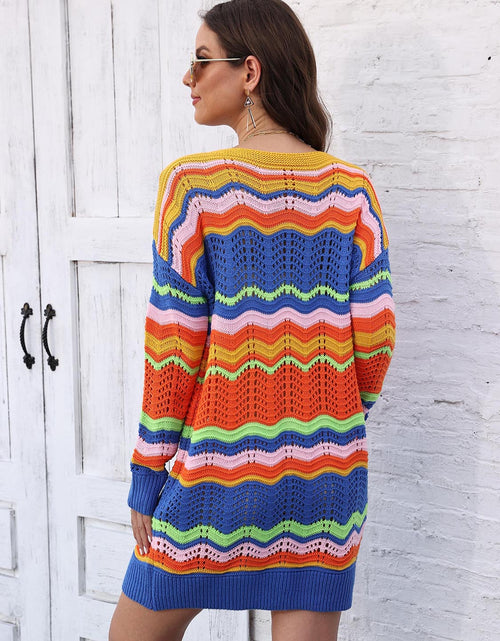Load image into Gallery viewer, Openwork Round Neck Sweater Dress
