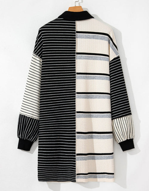 Load image into Gallery viewer, Striped Patchwork Long Sleeve Mini Dress
