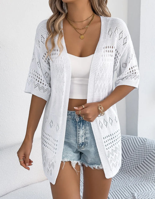 Load image into Gallery viewer, Openwork Open Front Half Sleeve Cardigan
