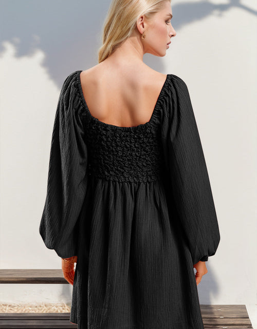 Load image into Gallery viewer, Double Take Texture Smocked Balloon Sleeve Mini Dress
