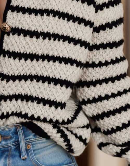 Load image into Gallery viewer, Striped Button Up Long Sleeve Cardigan
