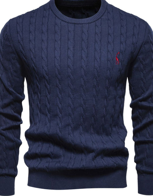 Load image into Gallery viewer, Men's Cable-Knit Round Neck Long Sleeve Sweater
