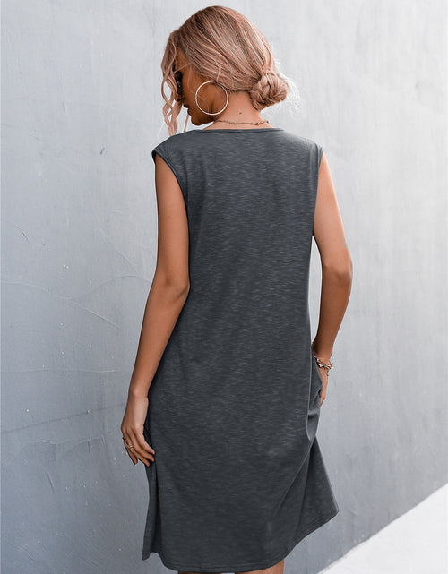 Load image into Gallery viewer, V-Neck Frill Trim Sleeveless Dress
