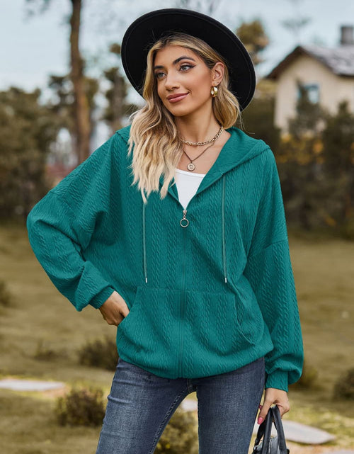 Load image into Gallery viewer, Cable-Knit Long Sleeve Hooded Jacket
