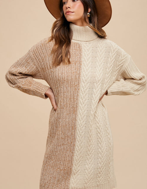 Load image into Gallery viewer, Annie Wear Color Block Turtleneck Sweater Dress
