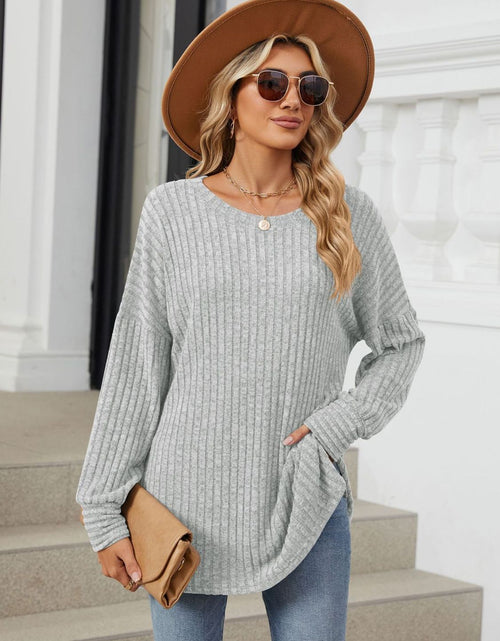 Load image into Gallery viewer, Ribbed Round Neck Long Sleeve T-Shirt
